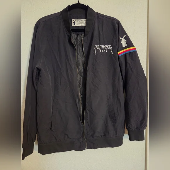 Dutch Bros Black Varsity Bomber Jacket - Picture 1 of 9
